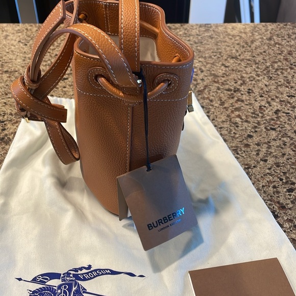 Burberry Monogram leather drawstring bucket bag - Picture 9 of 12